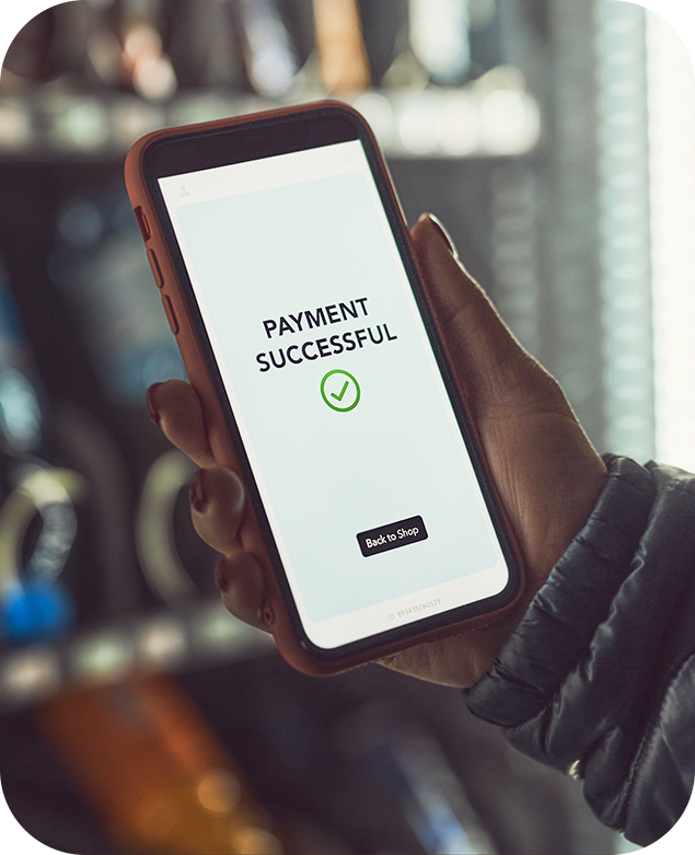person holding phone with vending image