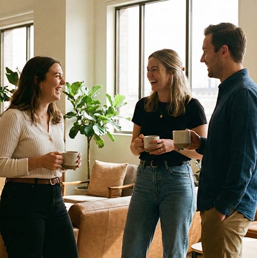 three coworkers chatting