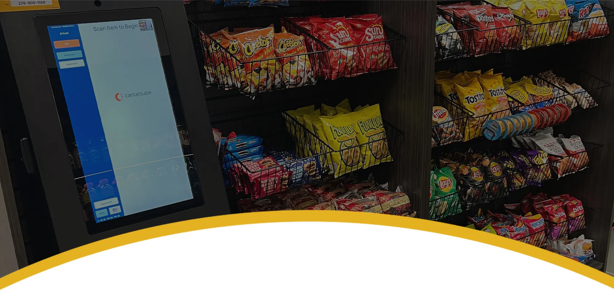 micro market with self checkout kiosk