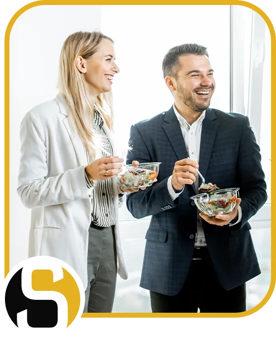 business people at a micro market