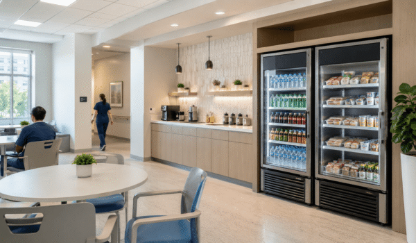 modern smart cooler vending installation in a southwest florida hospital breakroom