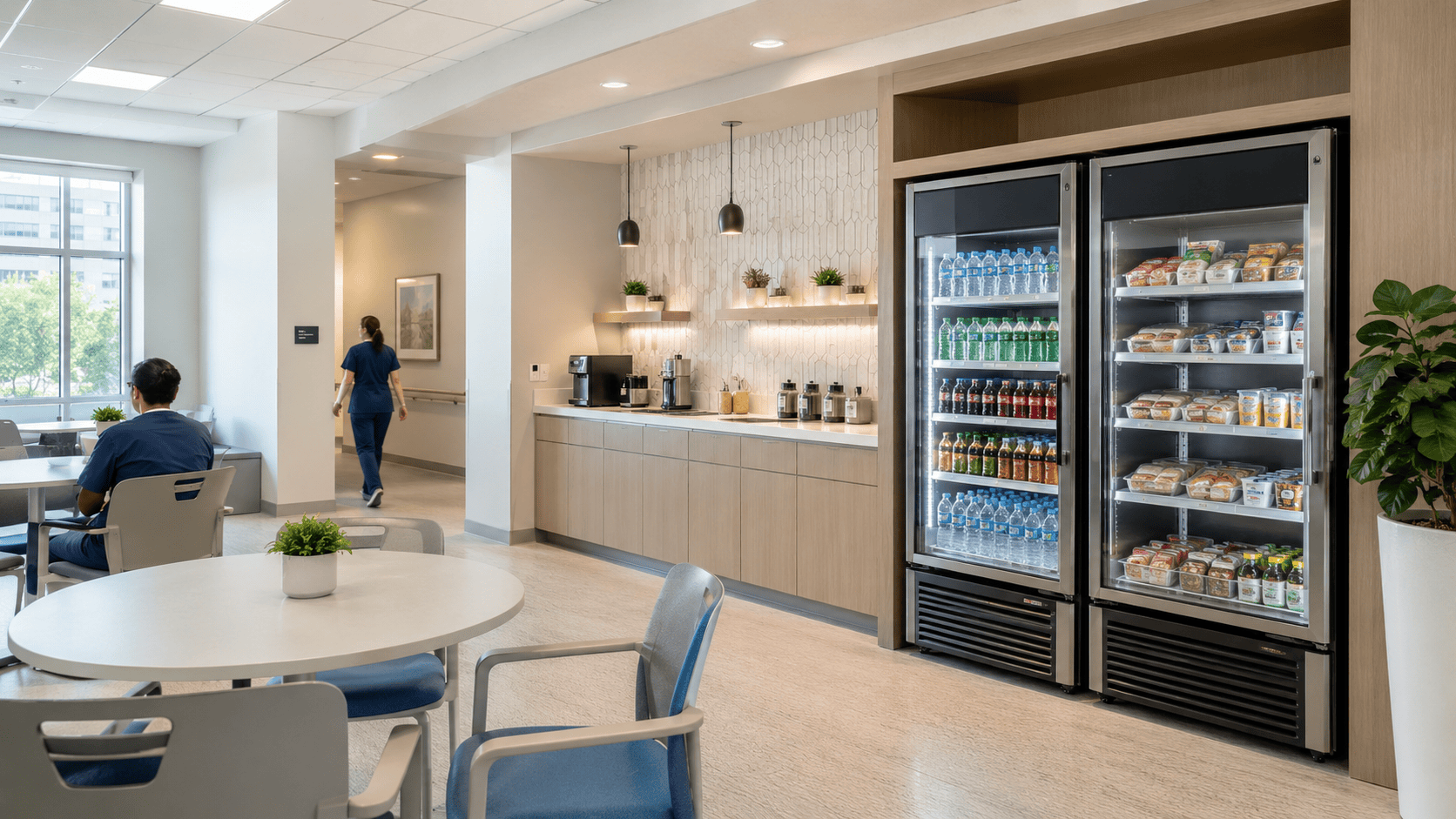 modern smart cooler vending installation in a southwest florida hospital breakroom